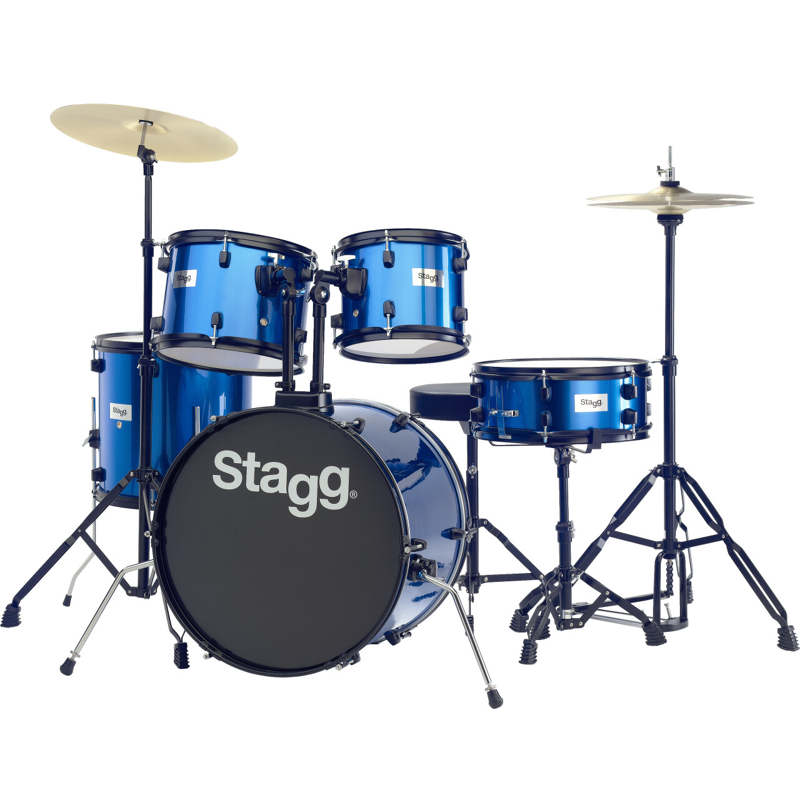 Picture of Stagg TIM122BL | 5 Piece Drum Kit with Cymbals & Throne (Blue)