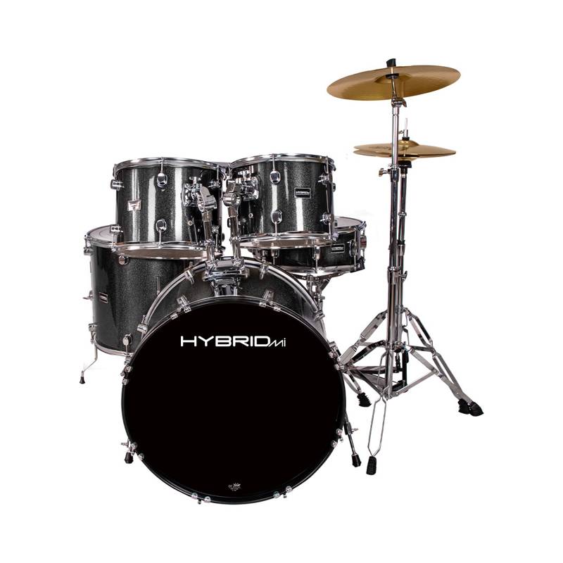 Hybrid HD5 | 5 Piece Drum Kit with Paste Cymbals and Mesh Heads (Lazer Black)