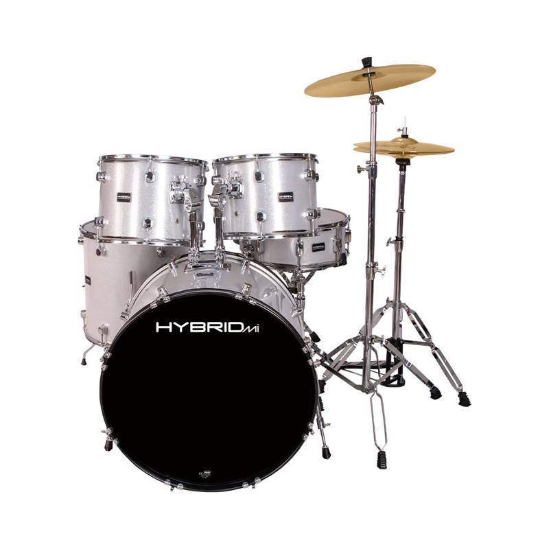 Hybrid HD5 | 5 Piece Drum Kit with Paste Cymbals and Mesh Heads (Lazer Silver)