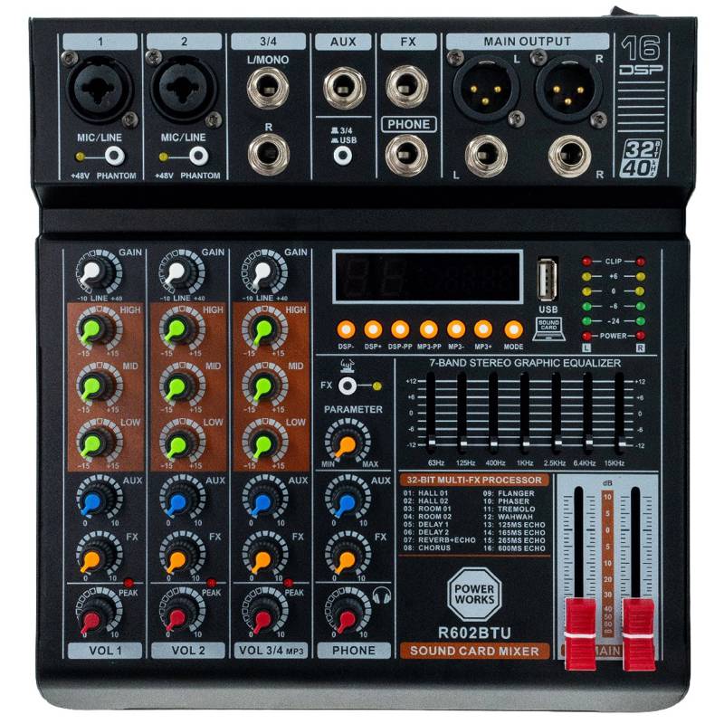 Power Works R602BT USB | 4-Channel Mixer