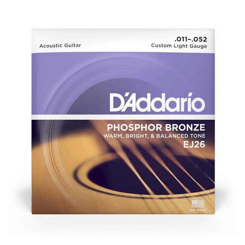 D'addario EJ26 | 11-52 Custom Light Acoustic Strings