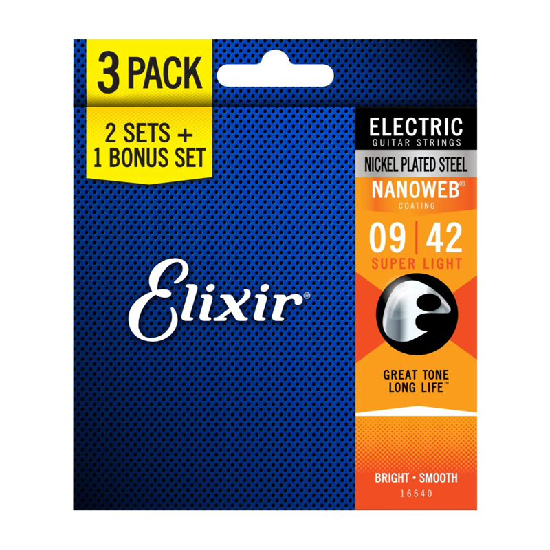 Elixir 16540 | 9-42 Electric Guitar Strings (3-Pack)
