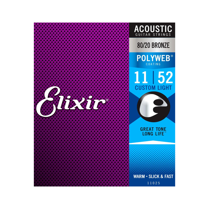 Elixir 11025 | 11-52 80/20 Bronze Acoustic Guitar Strings (Polyweb)