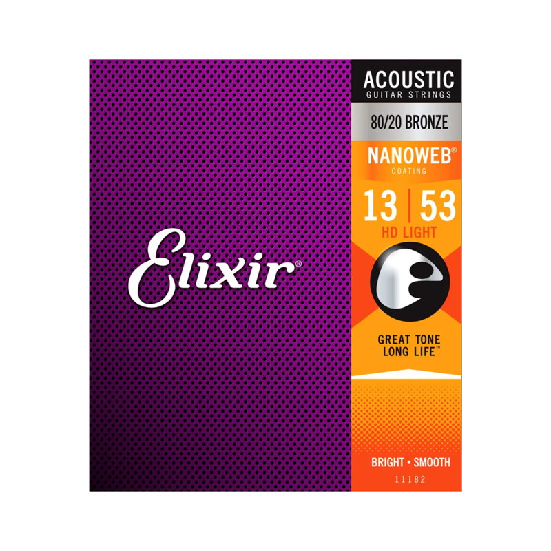 Elixir 11182 | 13-53 80/20 Bronze Acoustic Guitar Strings (Nanoweb)