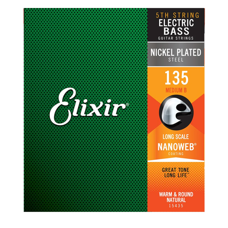 Elixir 15435 | Single B 135 Med 5th Bass String