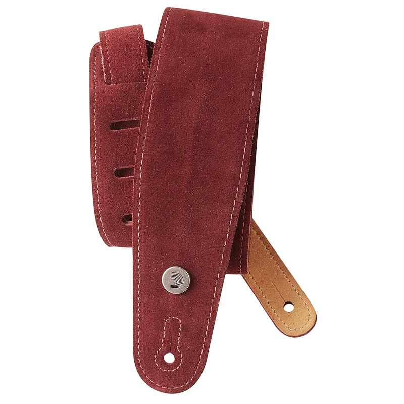 Planet Waves 25SS03DX | Suede Burgundy Leather Guitar Strap