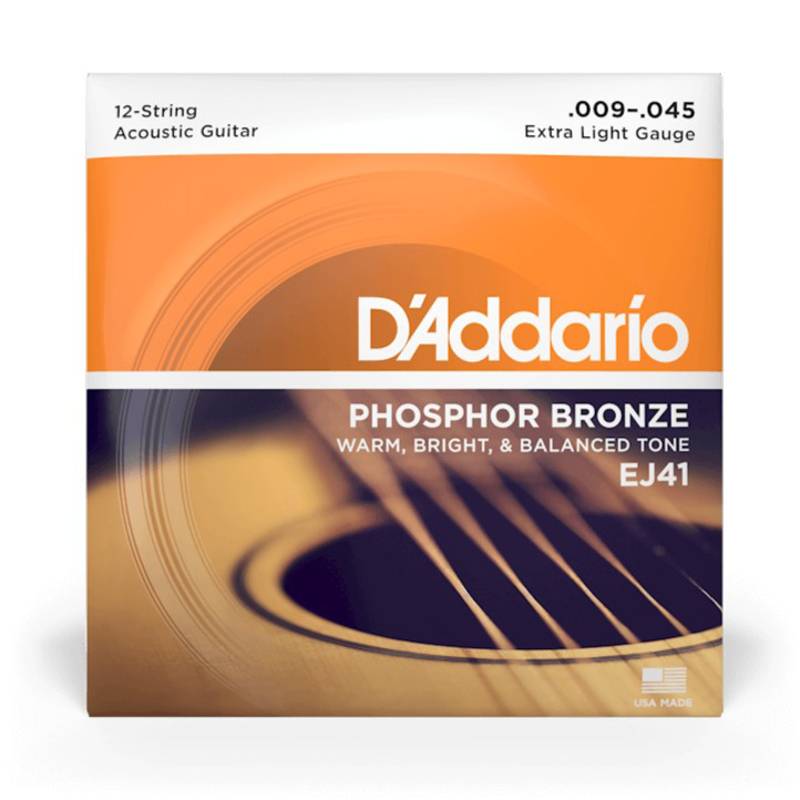 D'addario EJ41 | 9-45 P/Bronze Acoustic 12 Strings