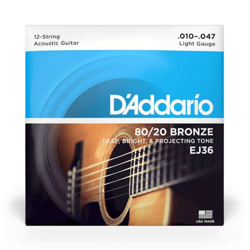 D'addario EJ36 | 10-47 80/20 Bronze 12 String Acoustic Strings