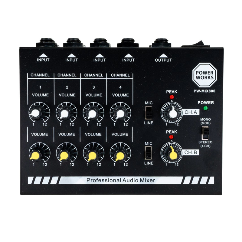 Power Works PW-MIX-800 | 8 Channel Mini Audio Mixer