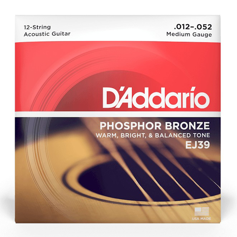 D'Addario EJ39 | 12-52 Medium 12-String Acoustic Guitar Strings