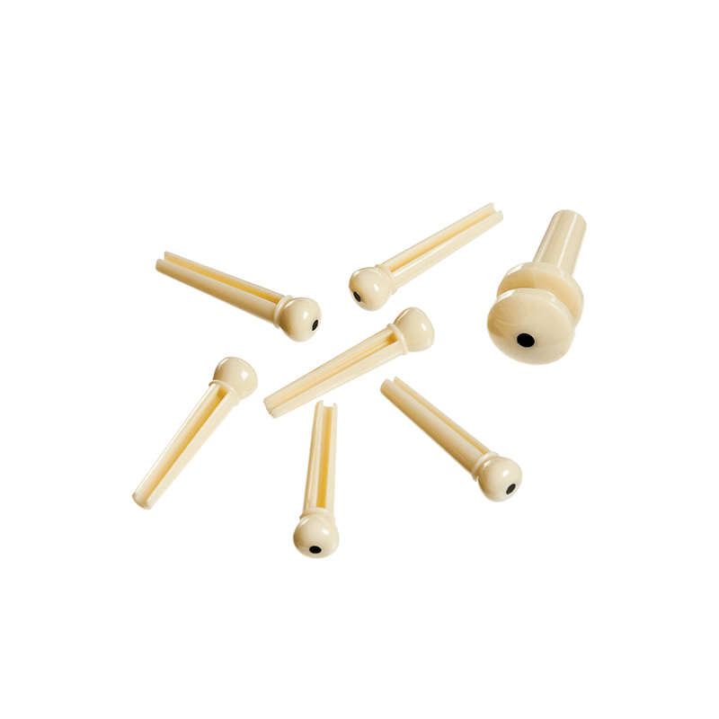 Planet Waves PWPS12 | Plastic Bridge Pins Ivory with Ebony Dot