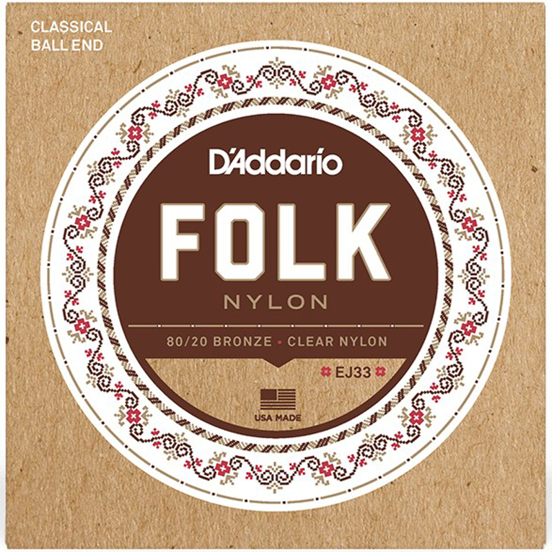 D'addario EJ33 | Folk Ball End Nylon Strings (Clear)