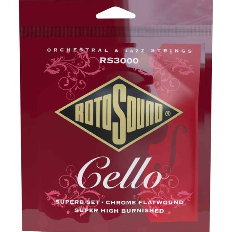 Rotosound RS3000 | Professional Cello Chrome Flatwound Strings Set 4/4